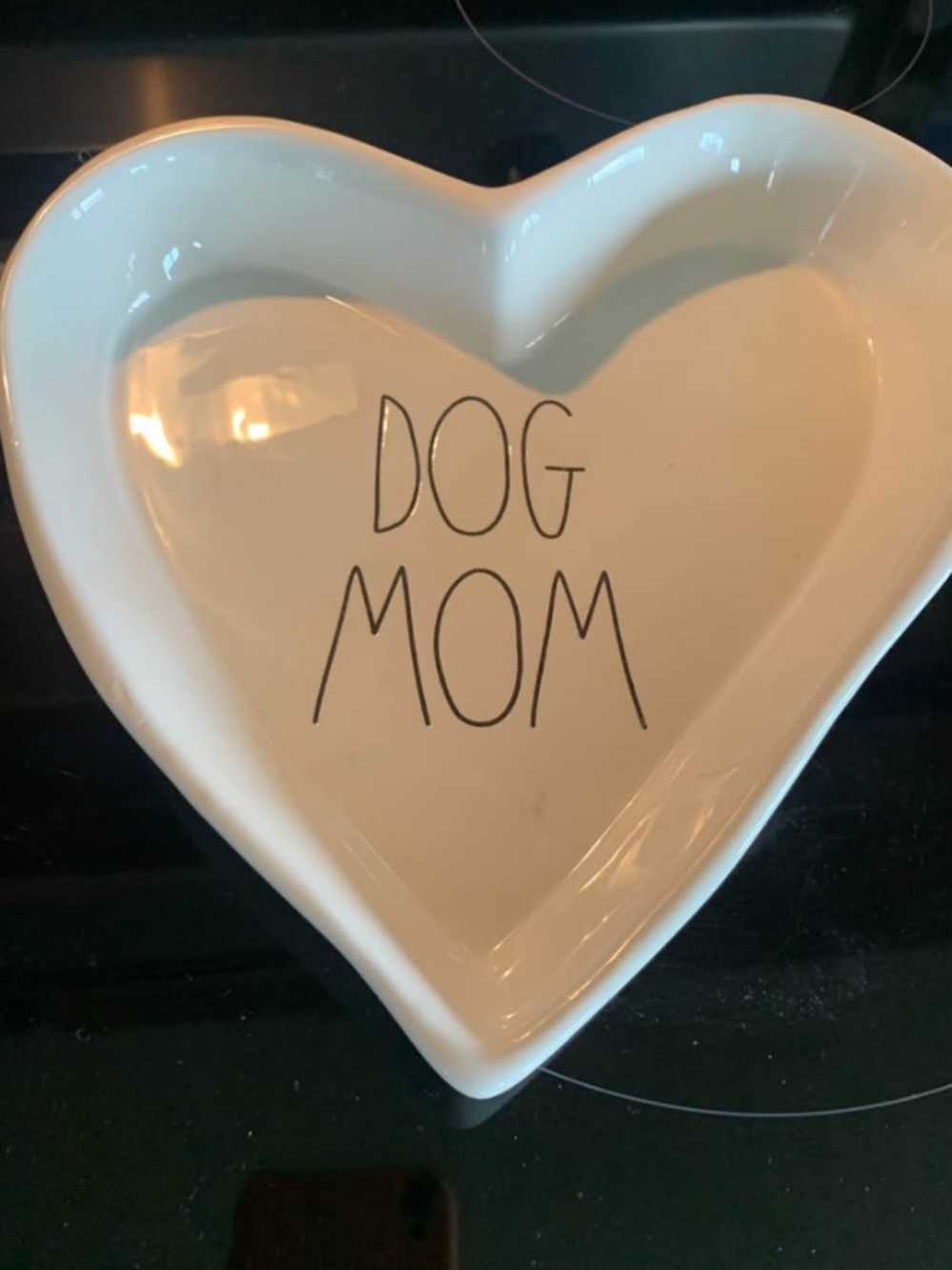 Rae Dunn 9”W DOG MOM Heart Dish 10”L